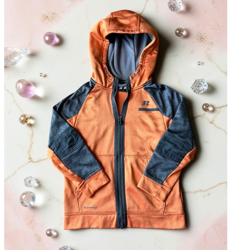 Russell - Boys Orange Dri-Power 360 Full Zip Fleece Hoodie - Size M 8